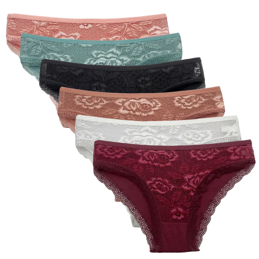 5 PCS/SET New Arrival Low Rise Ladies Sexy Lace Panty Underpants Panties For Women Lingerie Cotton Briefs